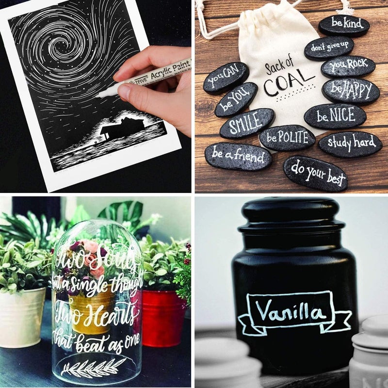 TFIVE Red Paint Pens - 2 Pack Acrylic Permanent Markers, 0.7mm Extra Fine Tip for Art Projects, Drawing, Rock Painting, Ceramic, Glass, Wood, Plastic, Metal, Canvas DIY Crafts - Image 4